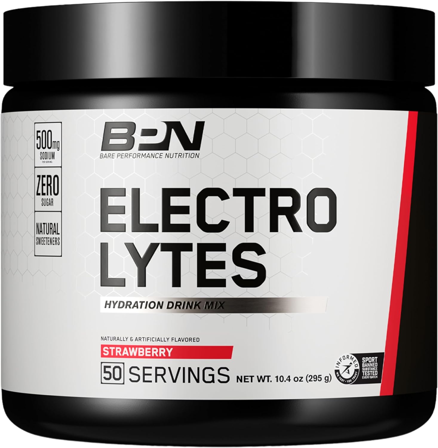 Bare Performance Nutrition, BPN Electrolytes Hydration Drink Mix, No Sugar, Keto, Strawberry