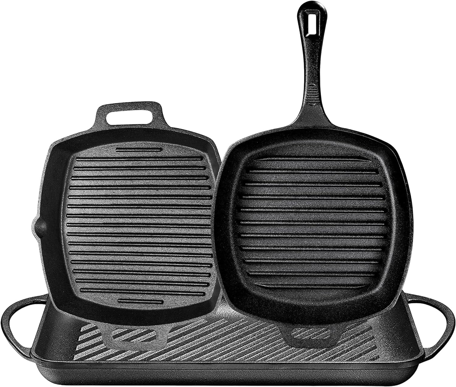 Bruntmor Pre Seasoned Cast Iron 3 Piece Grill Bundle Gift Set